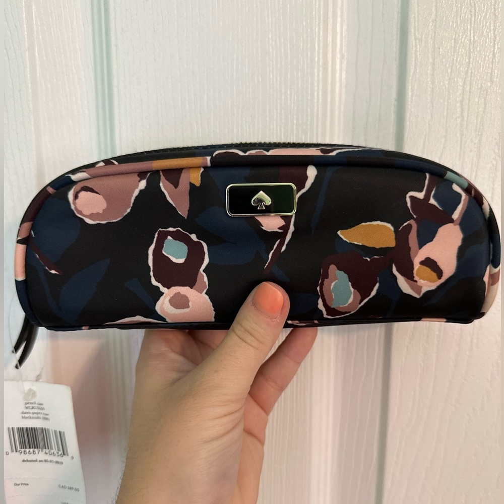NWT KATE SPADE PENCIL CASE DAWN PAPER ROSE BLACK MULTI